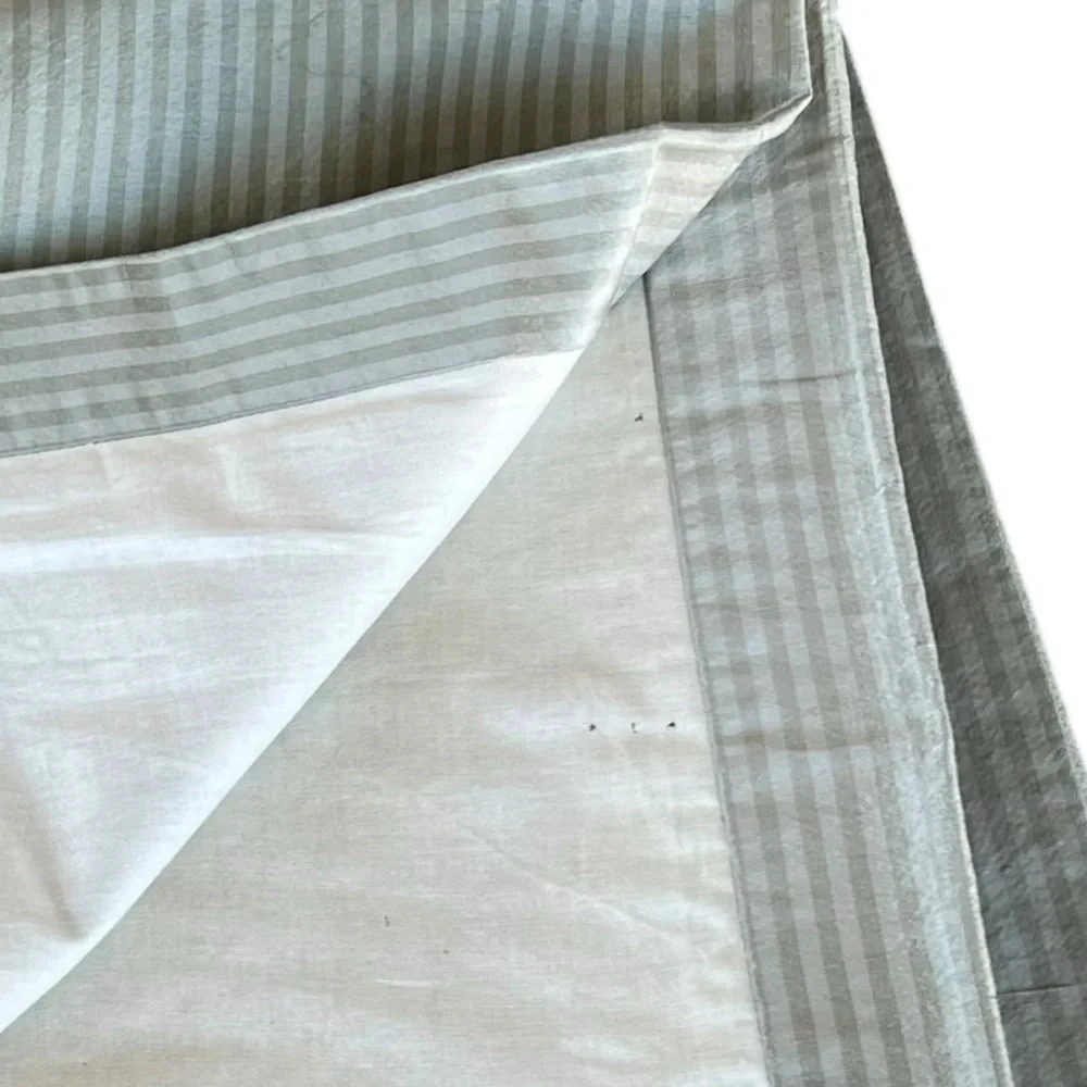 Restoration Hardware 2-Piece Thai Silk Drapes Sage Green Tonal Stripe 50x84 FLAW